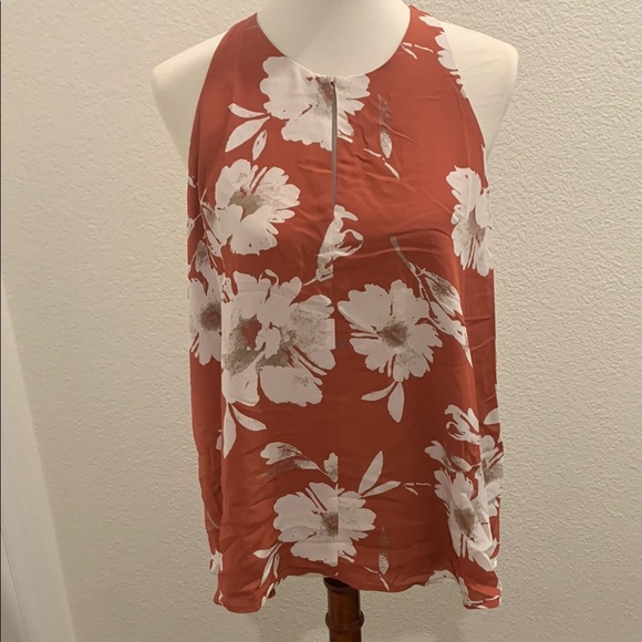 Rust and White Floral Halter Top - Picture 1 of 6